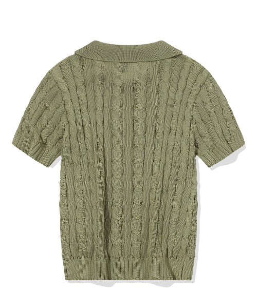 SHORT SLEEVE COLLAR KNIT - 2 COLORS AS SHOWN