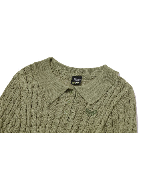 SHORT SLEEVE COLLAR KNIT - 2 COLORS AS SHOWN
