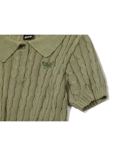 SHORT SLEEVE COLLAR KNIT - 2 COLORS AS SHOWN