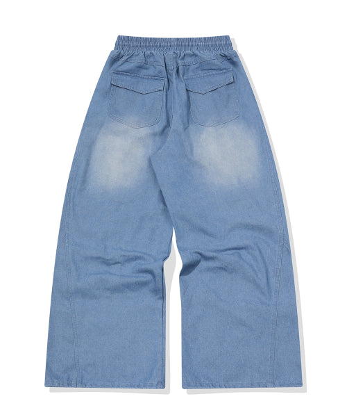 WASHED BALLOON CARGO DENIM PANTS - 2 COLORS INDIGO