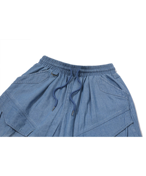 WASHED BALLOON CARGO DENIM PANTS - 2 COLORS INDIGO