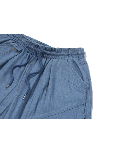 WASHED BALLOON CARGO DENIM PANTS - 2 COLORS INDIGO