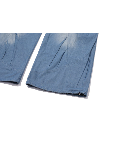 WASHED BALLOON CARGO DENIM PANTS - 2 COLORS INDIGO