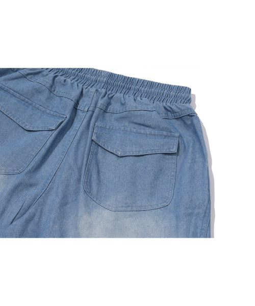 WASHED BALLOON CARGO DENIM PANTS - 2 COLORS INDIGO
