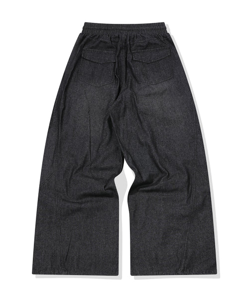 WASHED BALLOON CARGO DENIM PANTS - 2 COLORS BLACK