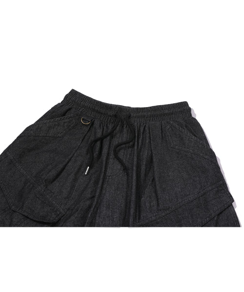 WASHED BALLOON CARGO DENIM PANTS - 2 COLORS BLACK