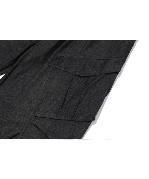 WASHED BALLOON CARGO DENIM PANTS - 2 COLORS BLACK