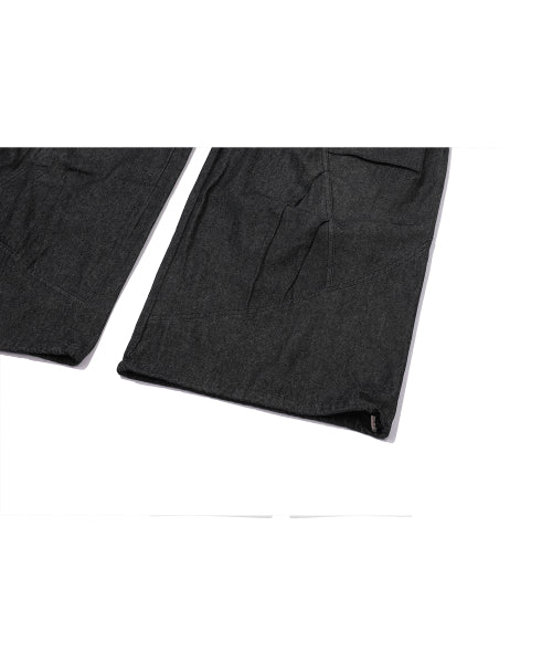 WASHED BALLOON CARGO DENIM PANTS - 2 COLORS BLACK