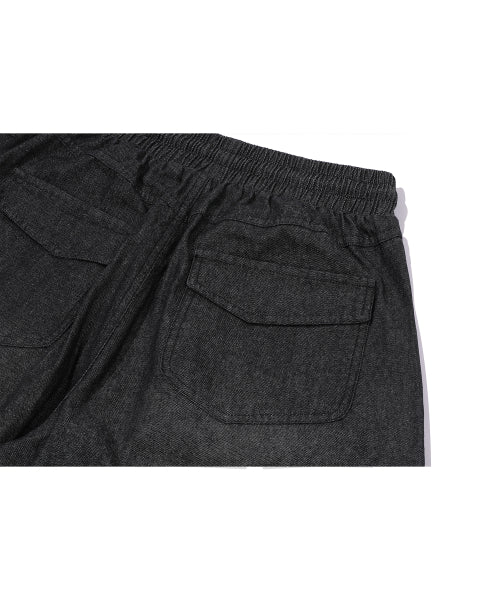 WASHED BALLOON CARGO DENIM PANTS - 2 COLORS BLACK