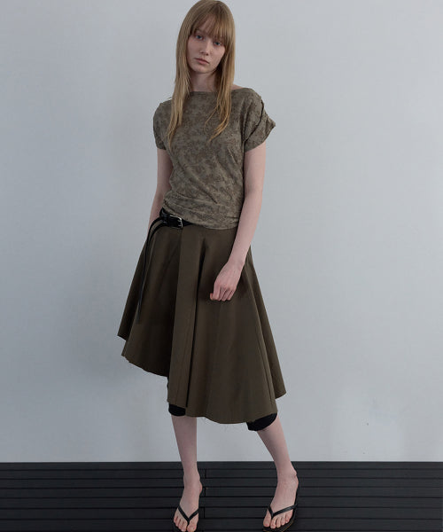 JACQUARD COWL-NECK TOP_IVORY - 2 COLORS KHAKI