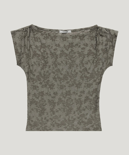 JACQUARD COWL-NECK TOP_IVORY - 2 COLORS KHAKI