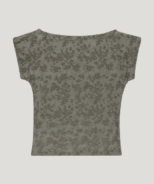 JACQUARD COWL-NECK TOP_IVORY - 2 COLORS KHAKI