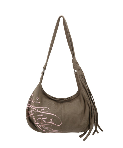 LETTER FRINGE BAG (MELANGE GRAY) - 3 COLORS KHAKI