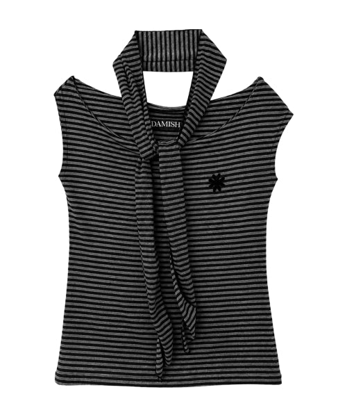 STRIPE LOGO SLEEVELESS BLACK