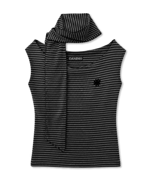 STRIPE LOGO SLEEVELESS BLACK