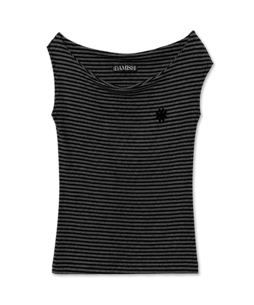 STRIPE LOGO SLEEVELESS BLACK