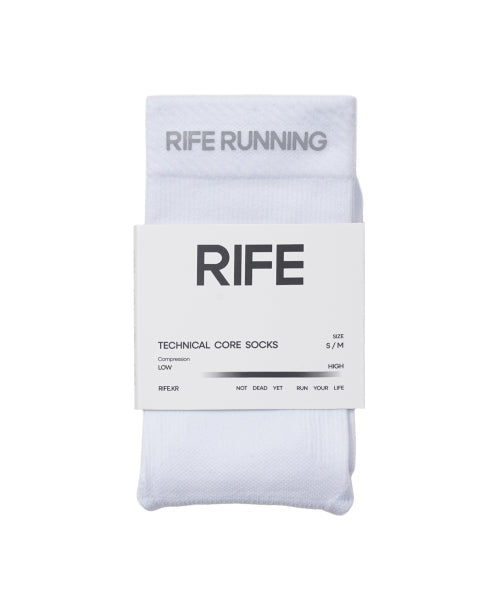 TECHNICAL CORE CUSHIONING RUNNING SOCKS - 2 COLORS WHITE