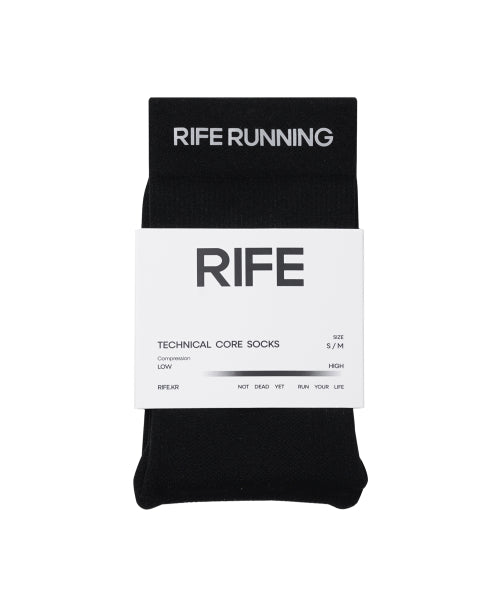 TECHNICAL CORE CUSHIONING RUNNING SOCKS - 2 COLORS BLACK