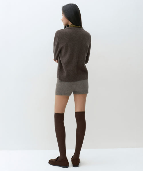 WOMENS MINIMAL RIBBED KNIT SHORTS #韓韶禧同款! - 3 COLORS TAUPE