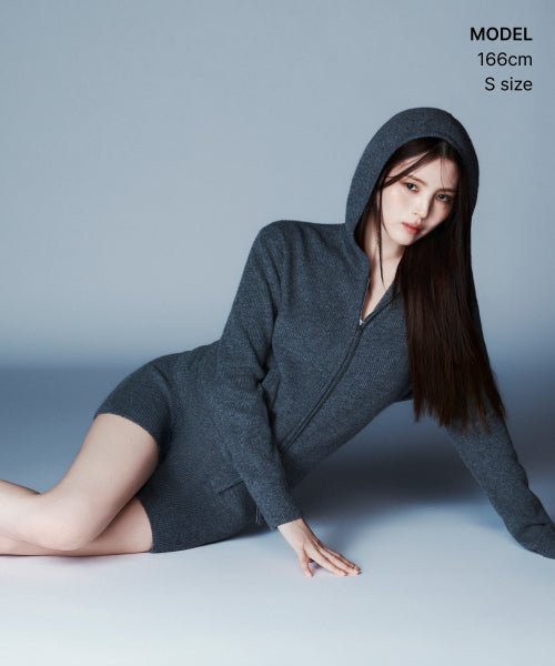 WOMENS MINIMAL RIBBED KNIT SHORTS #韓韶禧同款! - 3 COLORS GREY