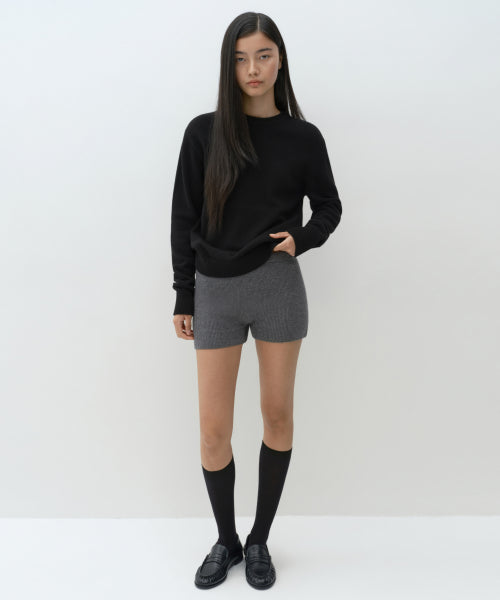 WOMENS MINIMAL RIBBED KNIT SHORTS #韓韶禧同款! - 3 COLORS GREY