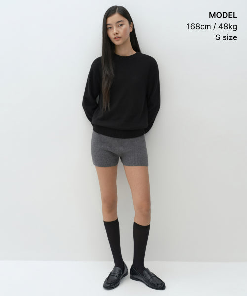 WOMENS MINIMAL RIBBED KNIT SHORTS #韓韶禧同款! - 3 COLORS GREY