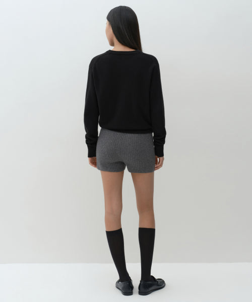 WOMENS MINIMAL RIBBED KNIT SHORTS #韓韶禧同款! - 3 COLORS GREY