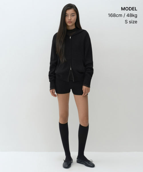 WOMENS MINIMAL RIBBED KNIT SHORTS #韓韶禧同款! - 3 COLORS BLACK