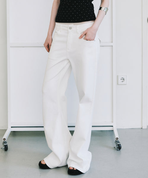 VINTAGE WASH BOOTCUT DENIM PANTS #徐睿知同款! - 2 COLORS IVORY