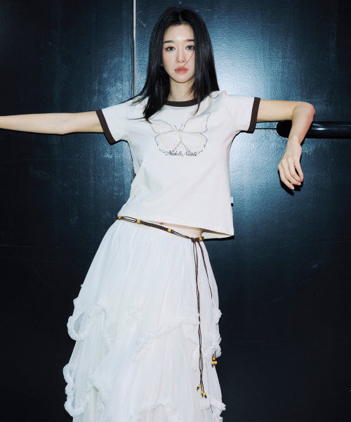LAYERED FRILL TULLE LONG SKIRT #徐睿知同款! - 2 COLORS IVORY