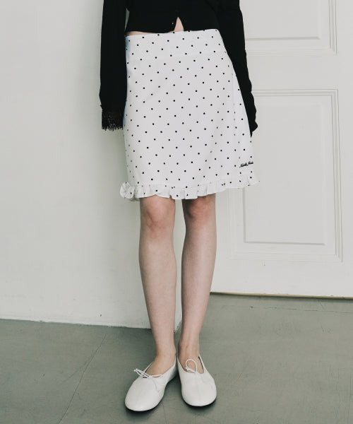 DOT RUFFLE MIDI SKIRT #徐睿知同款! IVORY