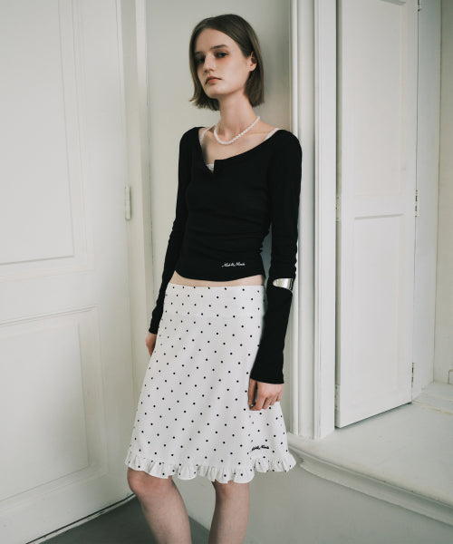 DOT RUFFLE MIDI SKIRT #徐睿知同款! IVORY