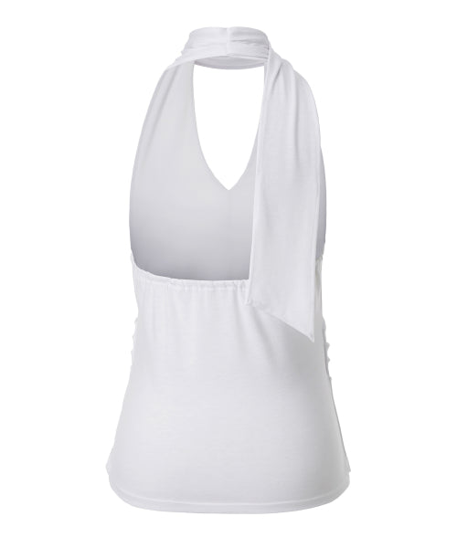 LACE HALTER TIE TOP - 2 COLORS WHITE