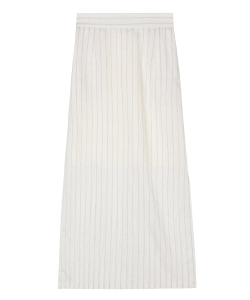 LINEN STRIPE LONG SKIRT #徐睿知同款! - 2 COLORS IVORY
