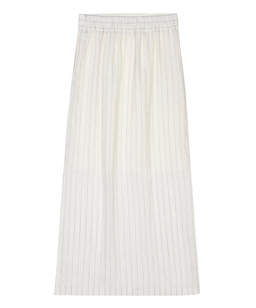 LINEN STRIPE LONG SKIRT #徐睿知同款! - 2 COLORS IVORY