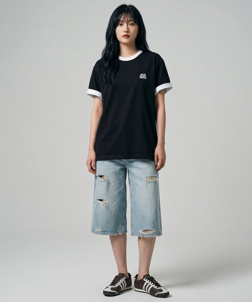 RINGER SHORT SLEEVE TEE - 4 COLORS BLACK