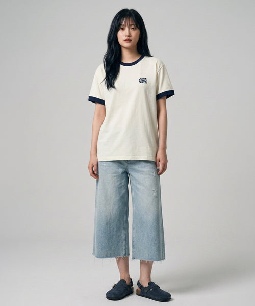RINGER SHORT SLEEVE TEE - 4 COLORS CREAM
