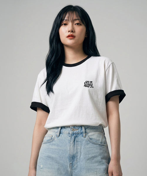 RINGER SHORT SLEEVE TEE - 4 COLORS WHITE