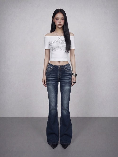 GLAM WASHED BOOTS CUT DENIM PANTS BL B261PSA119BL1 BLUE