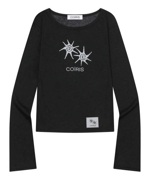 LIRA SHEER SLIM LONG SLEEVE TEE - 4 COLORS BLACK