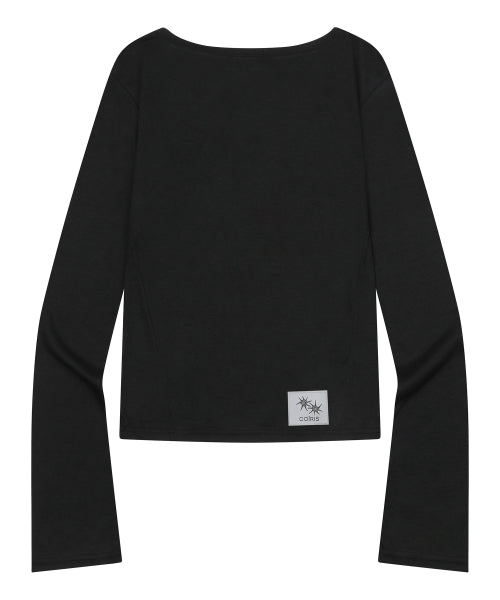 LIRA SHEER SLIM LONG SLEEVE TEE - 4 COLORS BLACK