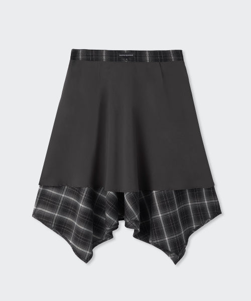 WOMENS CHECK ASYMMETRIC SKIRT #韓韶禧同款! - 2 COLORS GREY