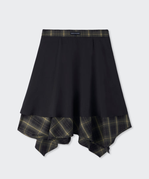 WOMENS CHECK ASYMMETRIC SKIRT #韓韶禧同款! - 2 COLORS BLACK