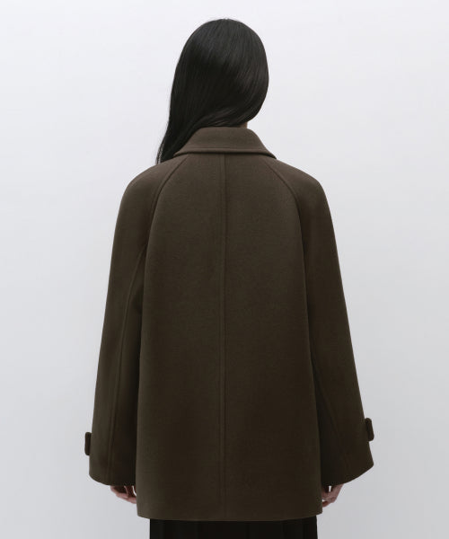 WOMENS CASHMERE BLEND HALF BALMACAAN COAT #韓韶禧同款! - 6 COLORS BROWN