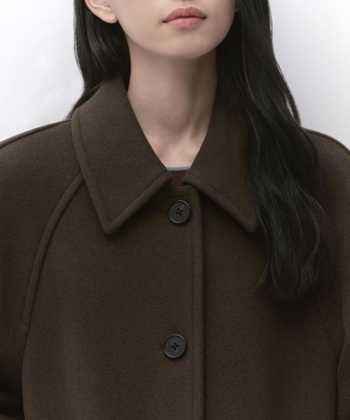 WOMENS CASHMERE BLEND HALF BALMACAAN COAT #韓韶禧同款! - 6 COLORS BROWN