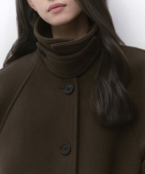 WOMENS CASHMERE BLEND HALF BALMACAAN COAT #韓韶禧同款! - 6 COLORS BROWN