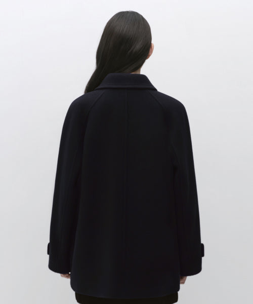 WOMENS CASHMERE BLEND HALF BALMACAAN COAT #韓韶禧同款! - 6 COLORS NAVY