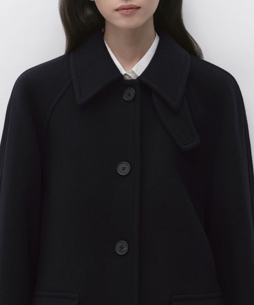 WOMENS CASHMERE BLEND HALF BALMACAAN COAT #韓韶禧同款! - 6 COLORS NAVY