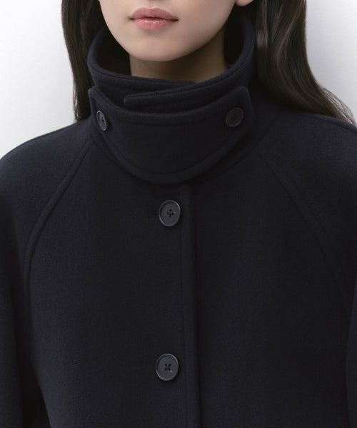 WOMENS CASHMERE BLEND HALF BALMACAAN COAT #韓韶禧同款! - 6 COLORS NAVY