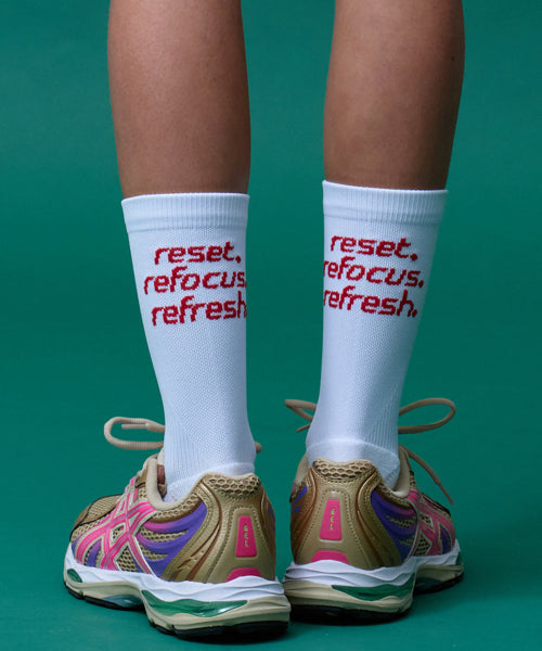 FLOW RUNNING CREW SOCKS - 5 COLORS WHITE